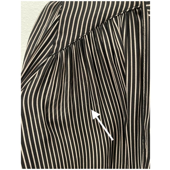 FREE PEOPLE Striped Black Cream Pleat Button Bell Sleeve Blouse - Picture 10 of 10